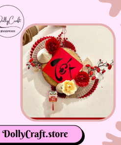 Mẹt hoa trang trí Tết treo cửa may mắn Handmade Dolly Craft