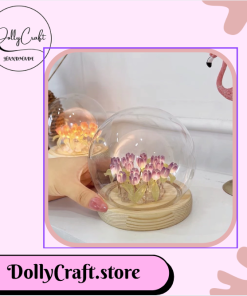 đèn ngủ handmade hoa tulip màu tím