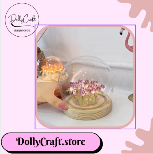 đèn ngủ handmade hoa tulip màu tím