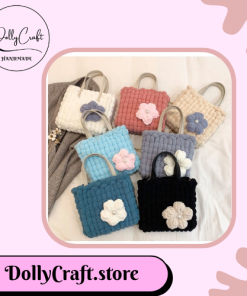 Túi xách len hoa nổi 3D – Túi đeo tay handmade dễ thương | DollyCraft