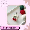 Móc khóa handmade cherry nơ trắng